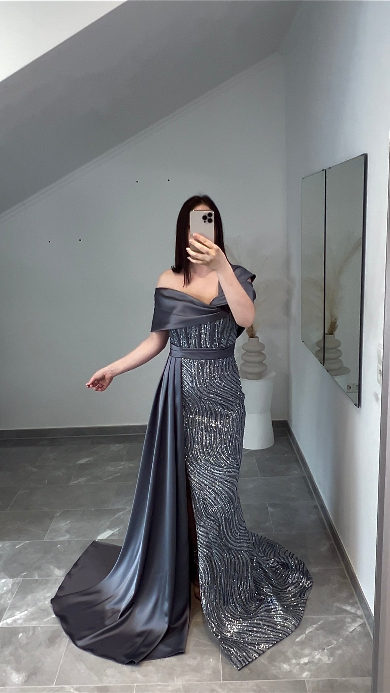Alya Dress Grey/Blue
